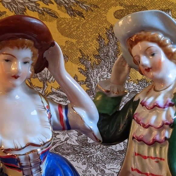 1950s quality porcelain figurines Marie-Antoinette era Japan made  Meissen style - Picture 3 of 11